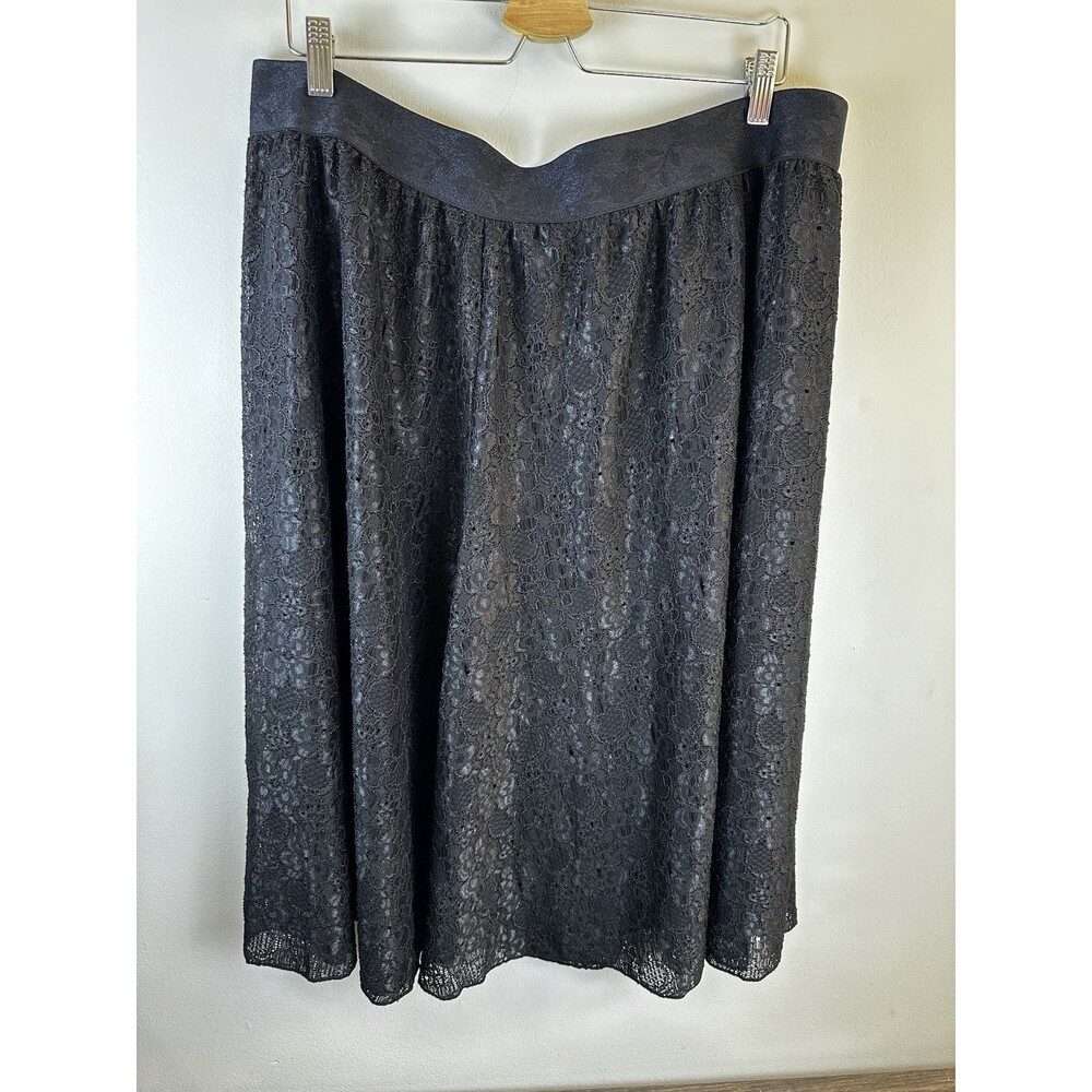 Lularoe Lola Skirt 3XL Black Lace Unicorn NWT Midi Plus Lined